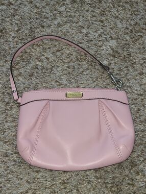 Coach Pink Leather Wristlet with  Strap